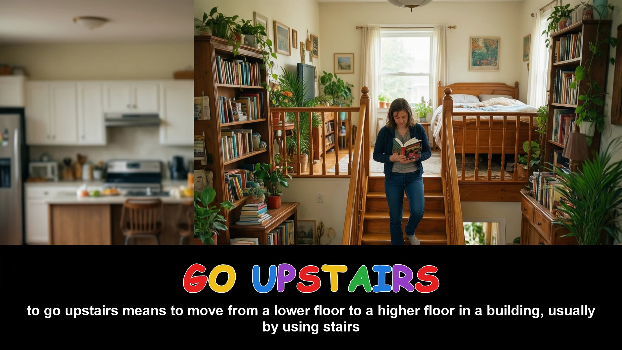 English Illustration for go upstairs